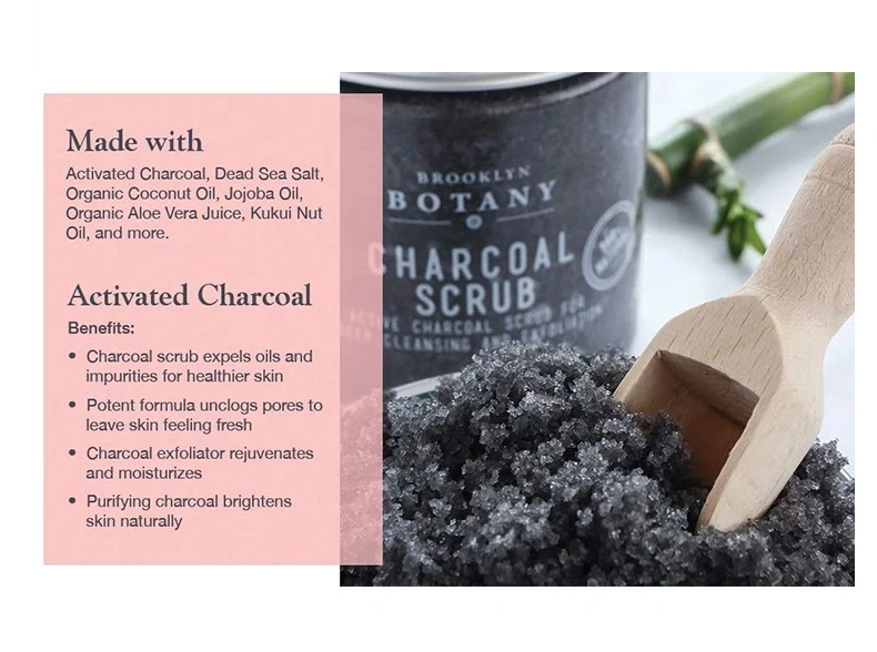 Wholesale Private Label Exfoliating Deep Cleansing Whitening Natural Organic Activated Bamboo Charcoal Face Body Scrub