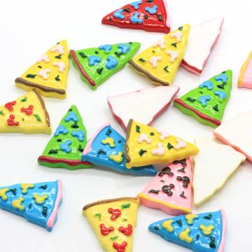 100Pcs Hand-painted Resin Miniature Dollhouse Pizza Flat back Mini Pattern Applique DIY Wedding Scrapbook Hair Bow Craft