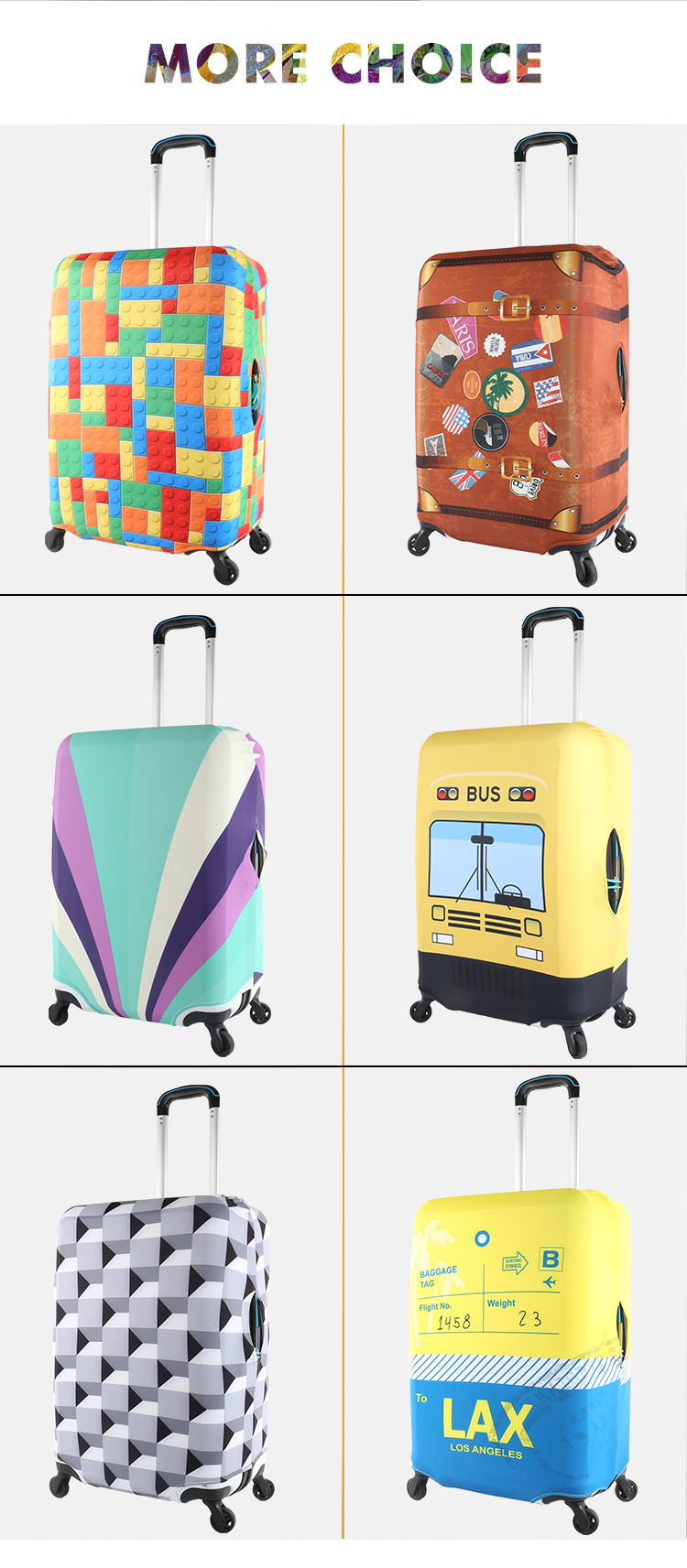 Durable colorful custom cover suitcase spandex bag