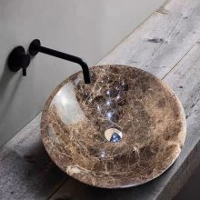 Dark Emperador Brown Marble Sink Bathroom Counter Top Wash Basin