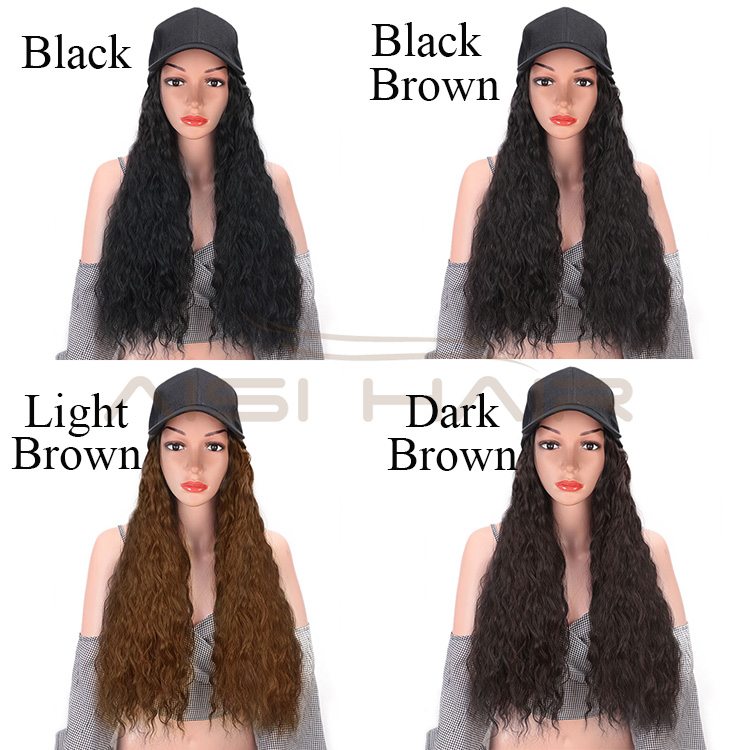 Aisi Hair Synthetic Long Wave Baseball Hat with Hair Light Brown Wavy Women Hats with Hair Wavy Extensions