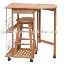 Wooden table and chair