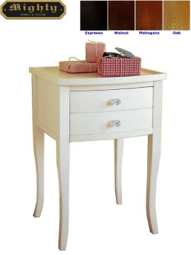 Wooden White Classic Tall Side Table With Drawers