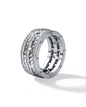 Platinum Twist Diamond Channel Men's Wedding Band