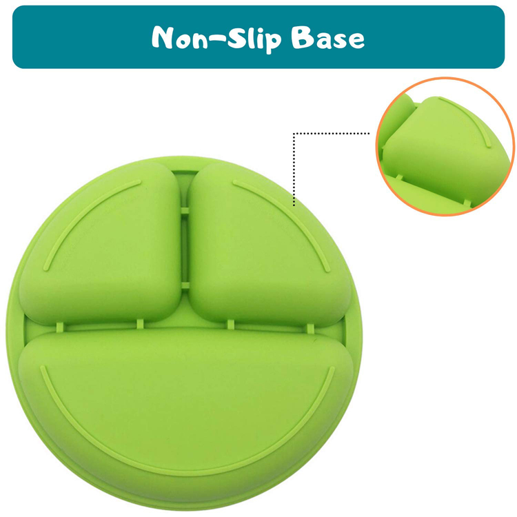 Amazon Hot Sale Kid Non-slip Feeding Bowl Rubber Plates Round Small Silicone Baby Food Plate