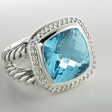 David Yurman 925 Silver Jewelry Blue Topaz Ring