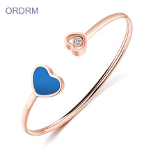Custom Rose Gold Double Heart Cuff Bracelet