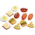 Resina comida simulada pan Hot Dog Hambugers Pizza modelo de comida Flatback cabujón para adornos de mesa en casa figuritas miniaturas