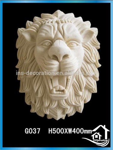 Cast stone lion head sculpture