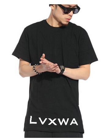 cotton printed short sleeve mens extra long t-shirts