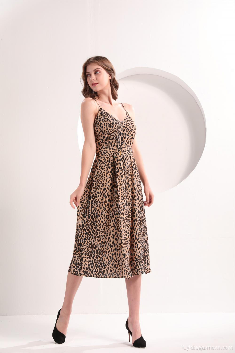 Abito midi con slip leopardato