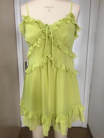 Women's Lemon Green Sleeveless Flare Dress