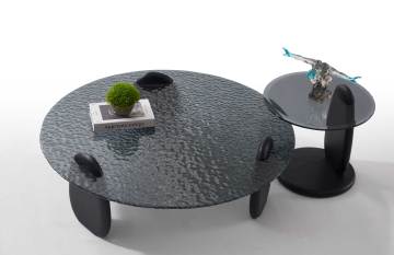 Italian round glass coffee table