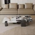 Marble Coffee Table with Black Titanium Stainless Steel Base