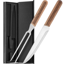 Professional BBQ Meat Carving Knife and Fork Set with Walnut Handle