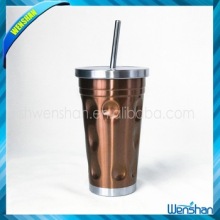 Wenshan blank brown color double wall sublimation mug