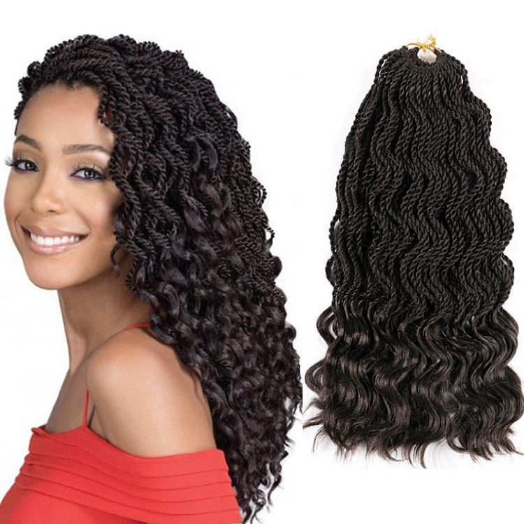 Wavy Senegalese Twist Braids Crochet Hair with Loose Curl Ends Twist Braid Hair Extension14inch 35 Strands