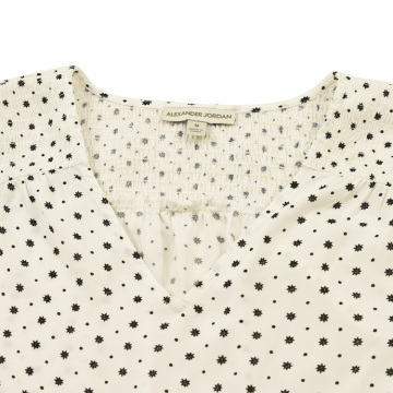 Hochwertige elegante Damenoberteile Laternenärmel weiß V-Ausschnitt benutzerdefinierte Chiffon Damen T-Shirts Bluse