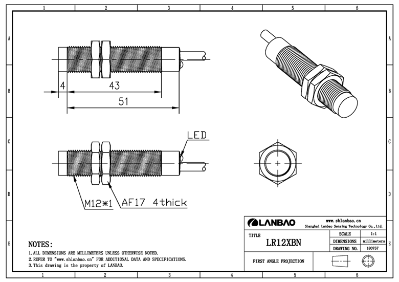 LANBAO M12 10-30VDC Inductive Proximity Sensor Switch for Metallic Targets