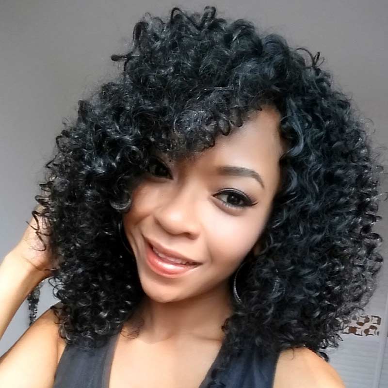 Vigorous Top Quality High Temperature Synthetic Party Wigs Short Kinky Curly Wigs for African American Women Black Wholesale