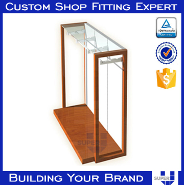 free standing glass shelves metal frame furniture retail display