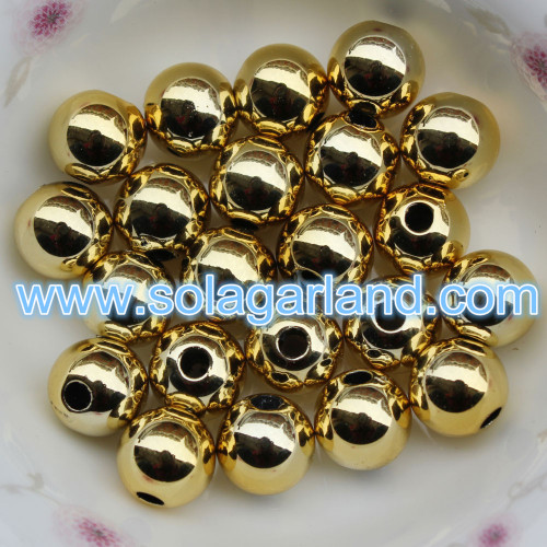 8-20MM Acrylic Round Shiny Metallic Finised Beads Spacer Chunky Bubblegum Beads
