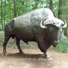 Outdoor Life Size Brass Metal Craft Bronze Animals Bison Statue Sculpture