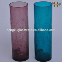 crackled cylinder vases,handmade colored crackle cylinder glass vase,cheap crackle vase