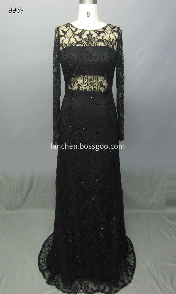 Round Neck Lace Prom Dress