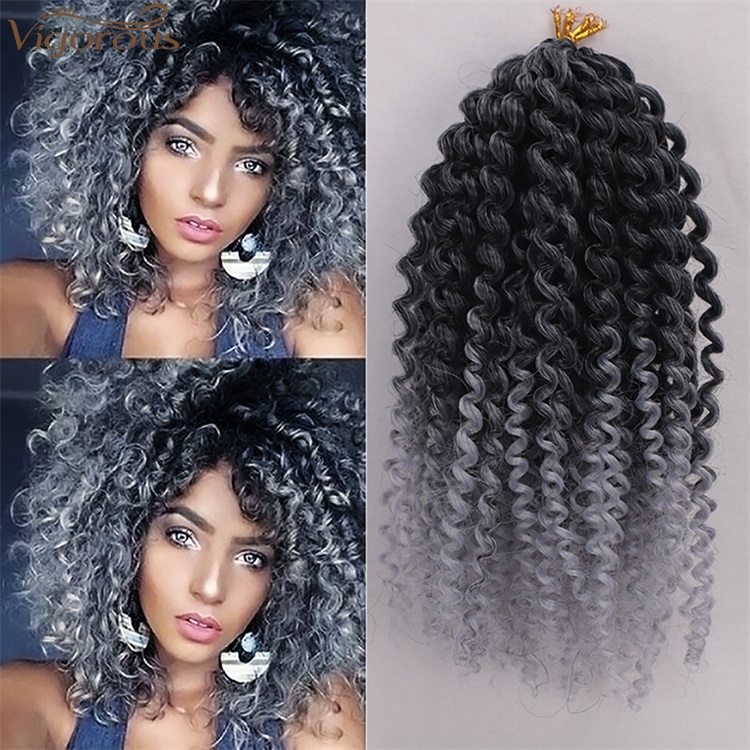 Vigorous 8 inches Marley Braids Ombre Gray Crochet Braid Synthetic Kinky Braiding Hair Extensions for Women Wholesale Price