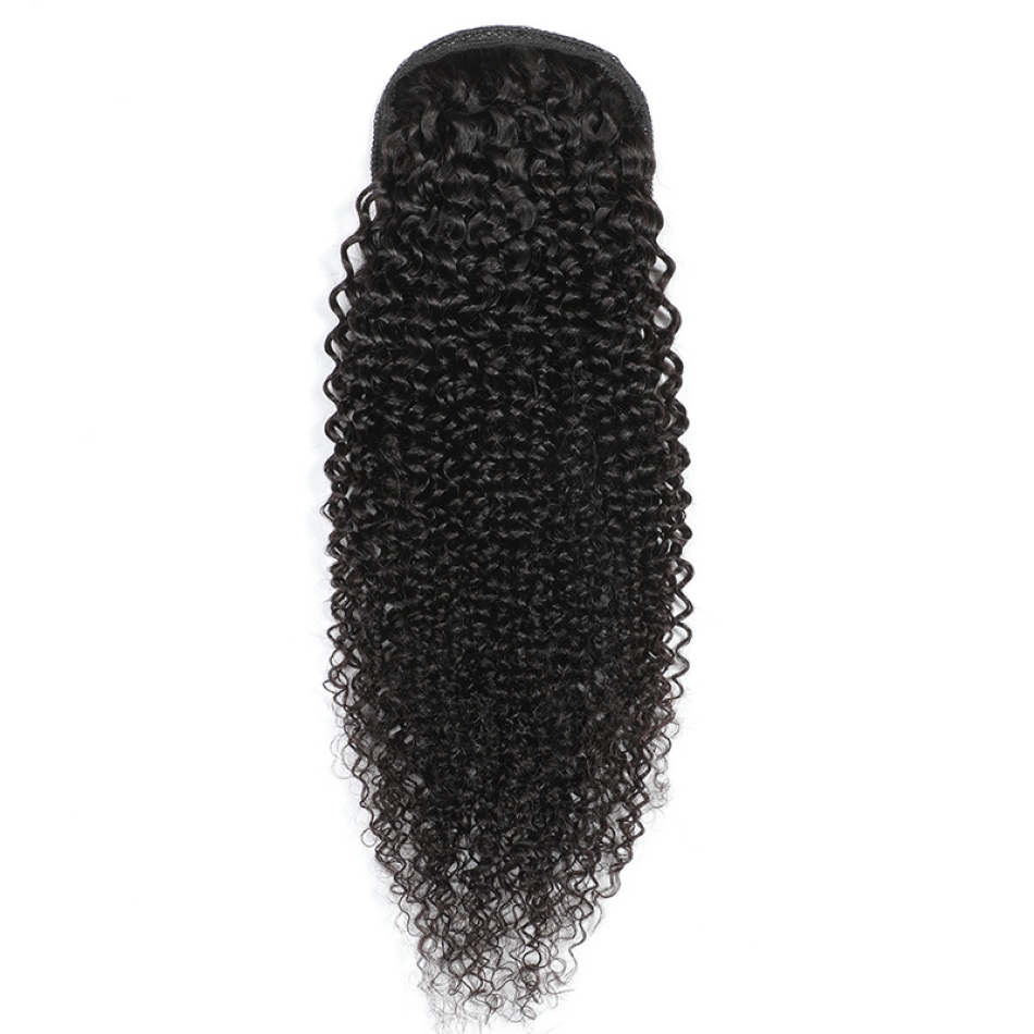 Wholesale Long Wavy Ponytail Human Hair Straight and kinky curly Drawstring Ponytails Clip in Hair Ponytail for Black women