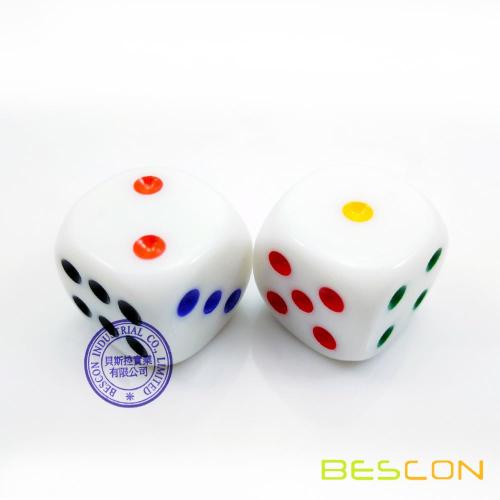 Beautiful High Quality Round 19MM Dice 3/4" with Colorful Rainbow Dots