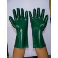 Green PVC Double dipped gloves with interlock liner