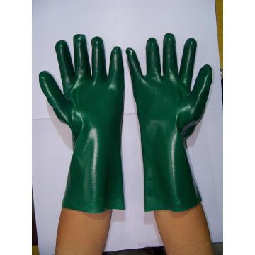 Guanti a doppio immersione in PVC verde con fodera di interblocco