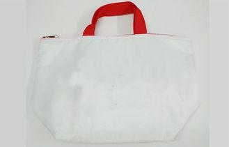 Spacious White Polyester Zipper Reusable Shopping Bags with