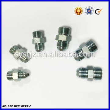 Carbon steel thread JIC male to ORFS male hydraulic male connector