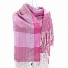 Stripes check jacquard weave scarf