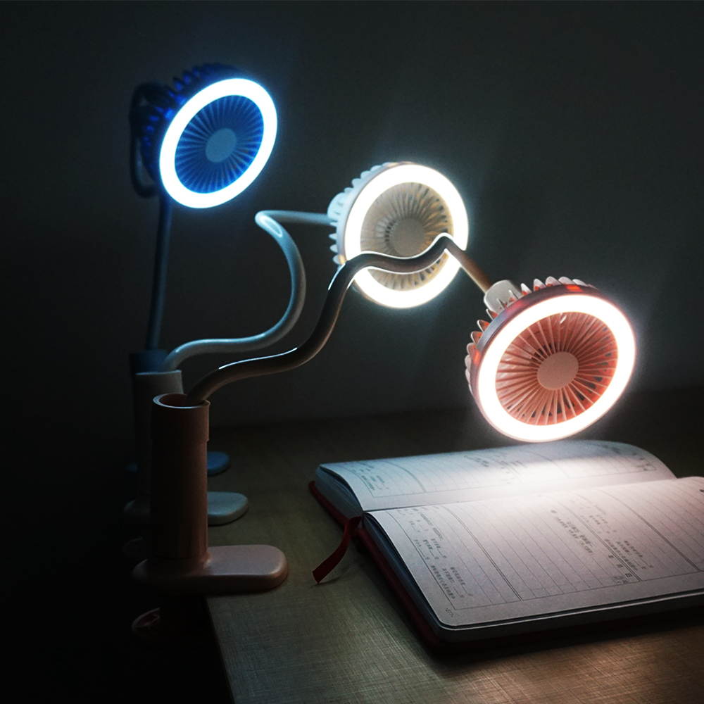 Best summer gift for students USB rechargeable design mini USB desk fan with LED light