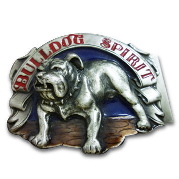 3-D Zinc Alloy Die-casting Transparent Enamel Bull Dog Belt Buckle, Measuring 60 x 75 x 2.5mm