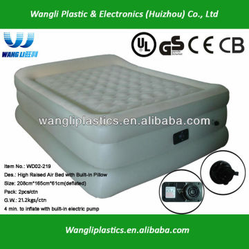 PVC 3 Layer Built-in Pillow Air Mattress with Compressor