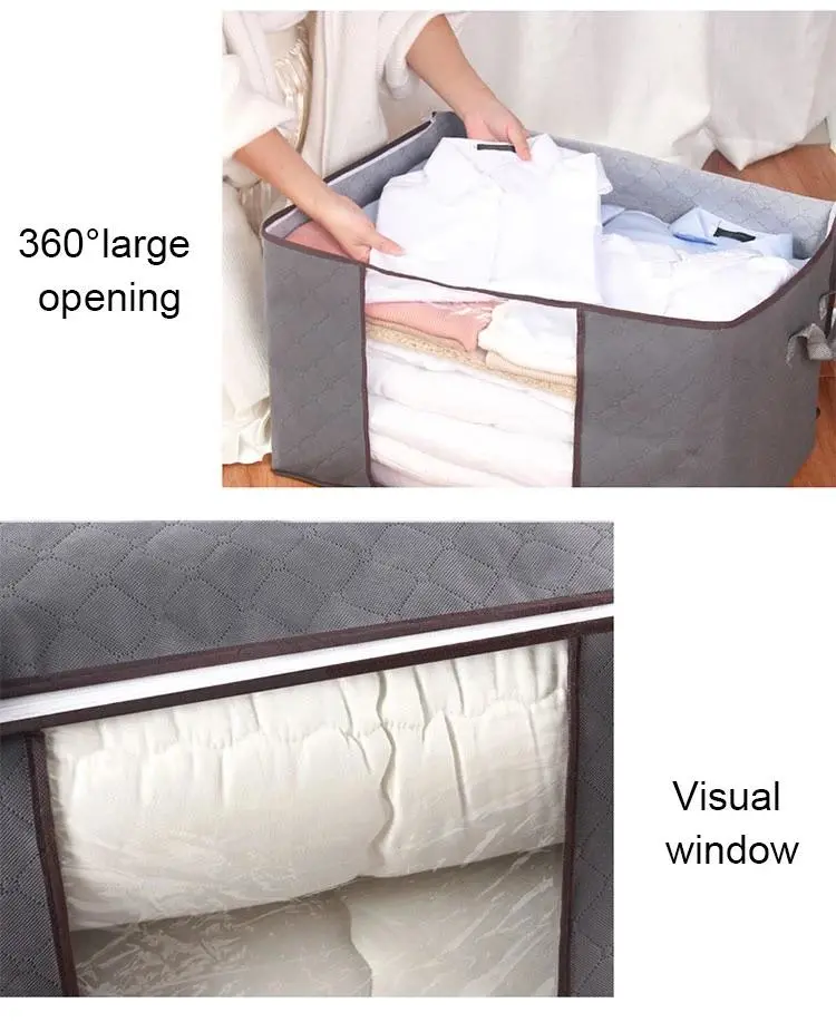 Wholesale Large Capacity Quilt Storage Bag Clear Window Folding Bag Clothes Blanket Bedding Storage Organizer Under Bed Storage Bag