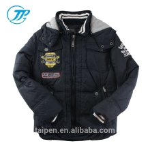 Fashion Boys Jacket Black 100% Cotton Winter Windproof Jacket With Hood