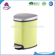 5L metal step waste bin triangle dust bin with stainless steel lid LB-344