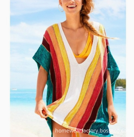 Beach stripe colorful cover up for pregnant women