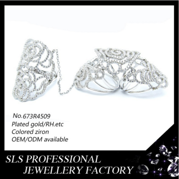 Double Fingers Ring for Women Factory Wholesale Ring Silver