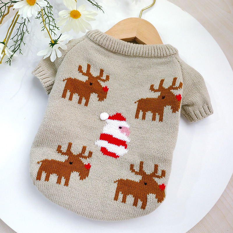 French Bulldog Autumn and Winter New Christmas Sweater Elk Sweater Corgi Dog Clothing Fat Dog Clothes