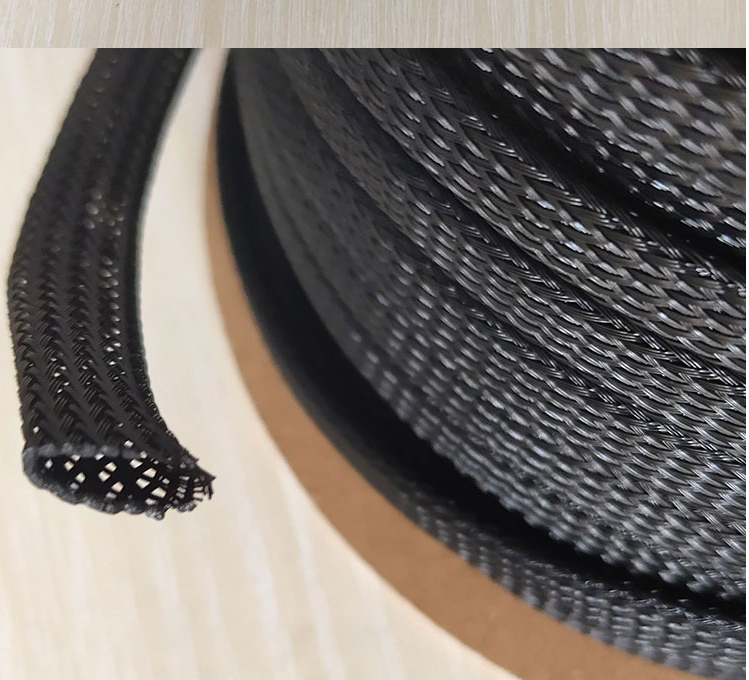 Black flame retardant Cable Expandable Braided Sleeve