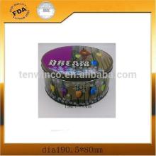 Round Christmas Hampwer Gift Tin Boxes,Cartoon Printed Cracker Tin Boxes