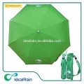 Yeşil beyaz logo baskı katı PG kumaş otomatik katlanır şemsiye