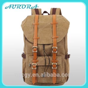 Wholesale Vintage canvas leather trim computer notebook backpack pattern